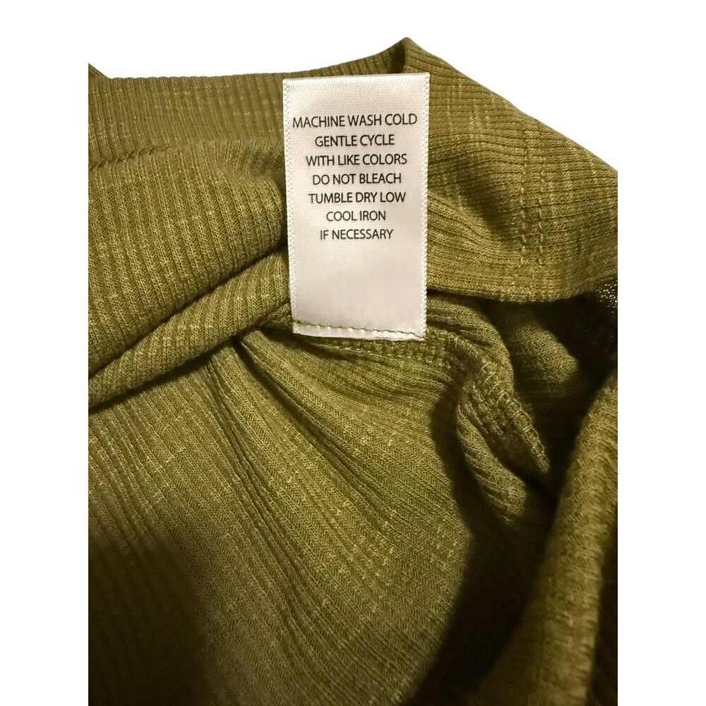 NWT Westbound S Small Olive Green Embroidered Ribbed Knit 3/4 Sleeve Peasant Top - Picture 9 of 10